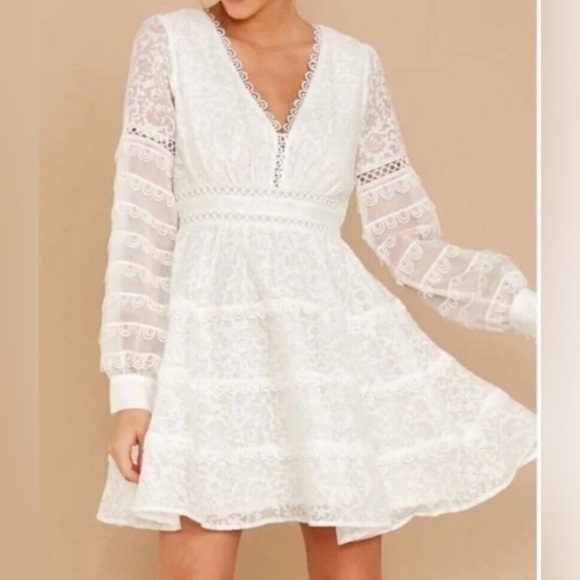 champagne & strawberry Dresses & Skirts - Elegant White Lace Dress‎